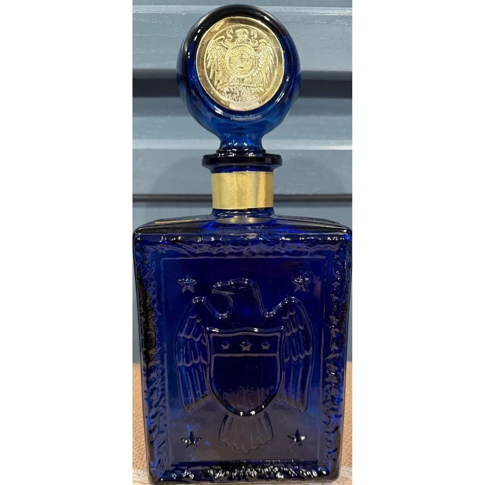Vintage JW Dant American Legion 50th Anniversary Cobalt Blue Glass Decanter 1969